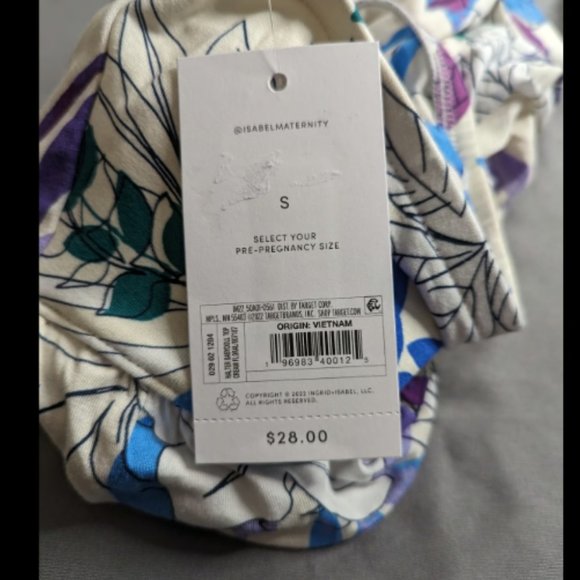 Isabel Maternity Babydoll Halter Top Cream Floral - Picture 7 of 10